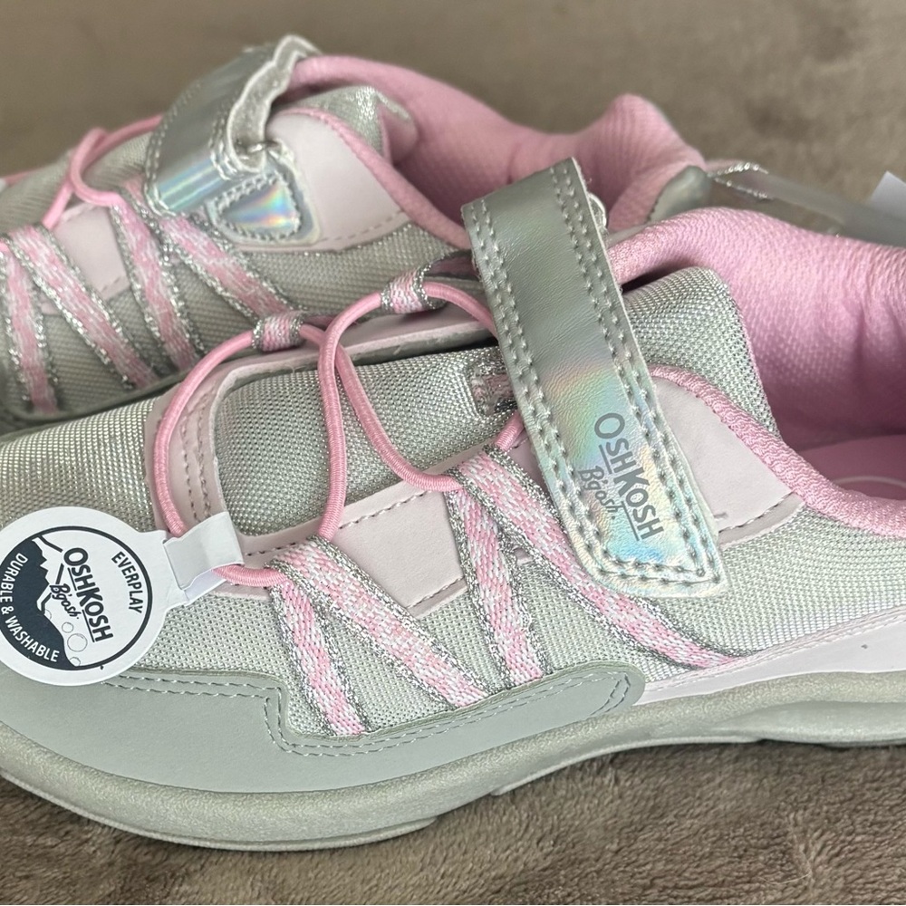 NWT OshKosh B'gosh Kids' Pink and Silver Sneakers - Picture 2 of 5